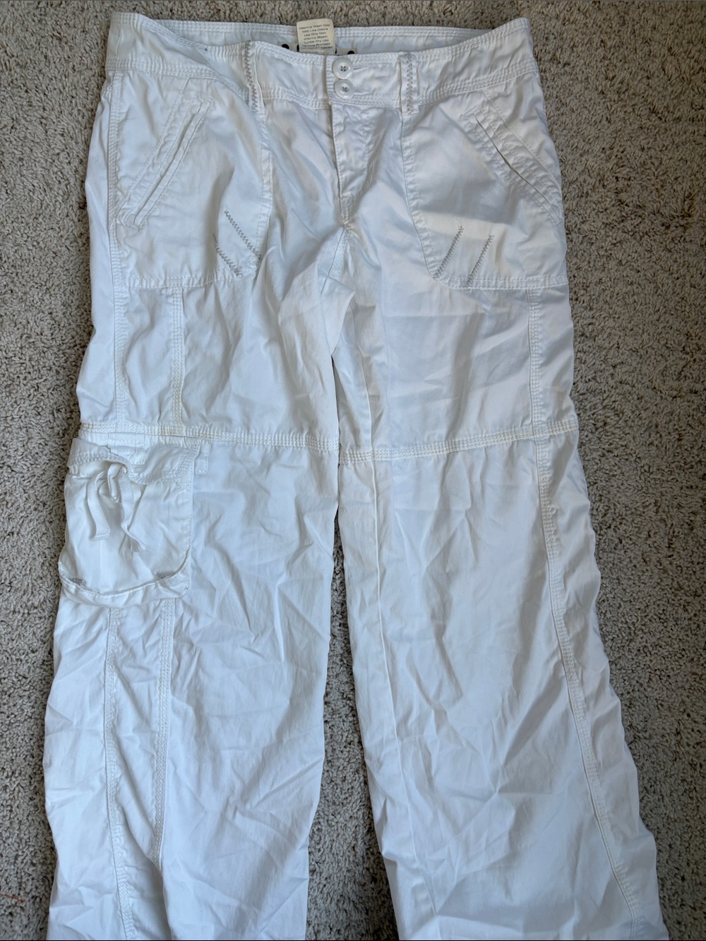 Anthropologie Hei Hei WHITE COTTON CARGO PANTS STITCH DETAIL size 8